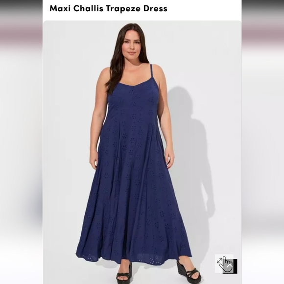 Torrid Women's blue Maxi Challis Trapeze Dress Size L, (0) - Picture 1 of 9